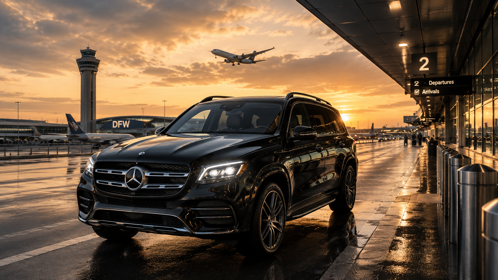 Mercedes SUV arriving at DFW airport