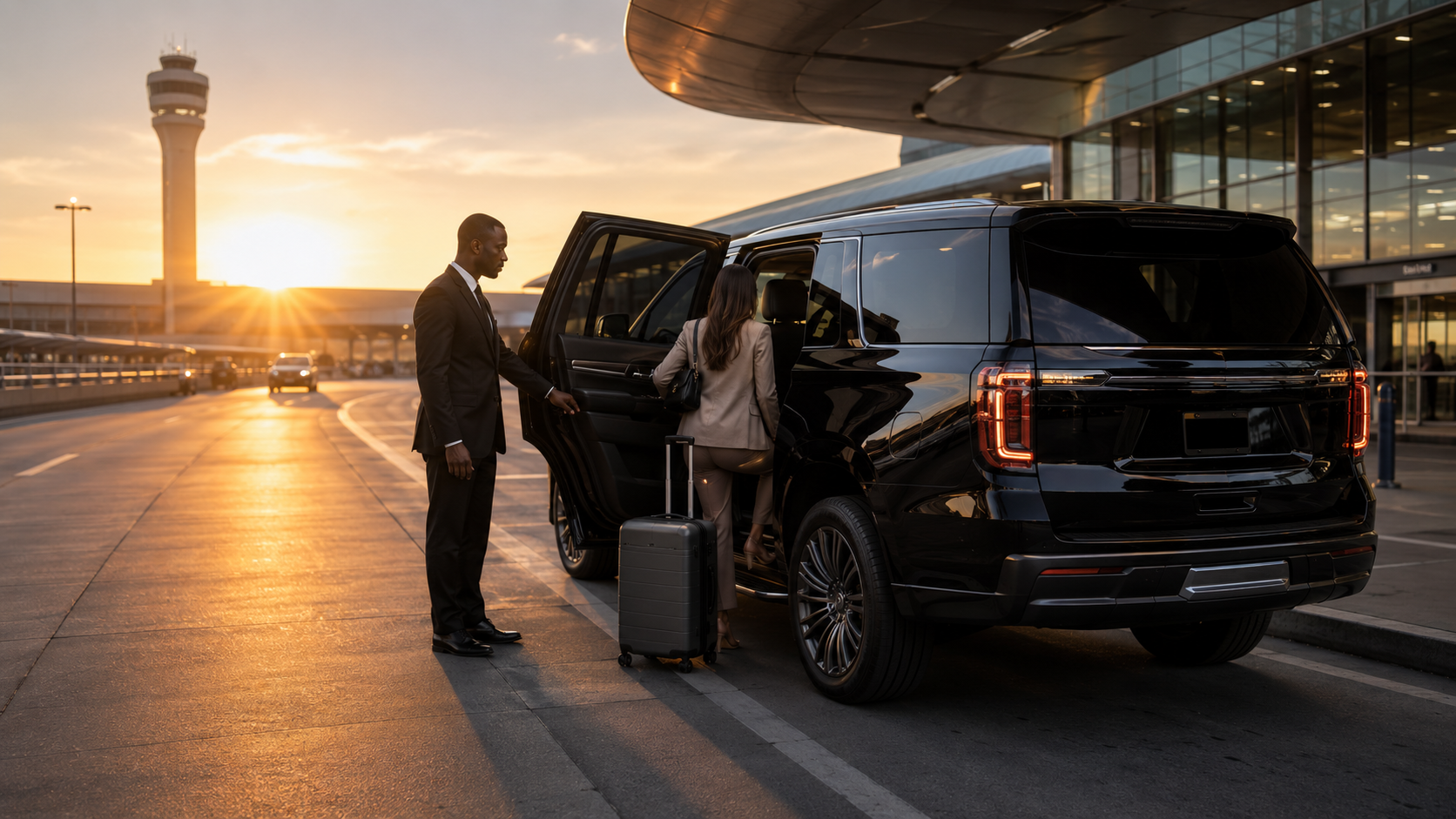 Chauffeur opening the rear door